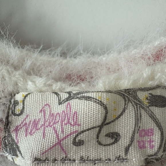Free People Fuzzy White and Pink Knit Sweater - Picture 2 of 5